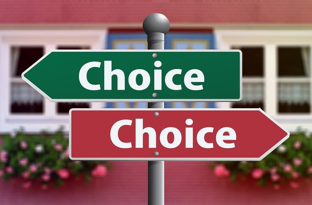 Estate planning concept with a person choosing between different options
