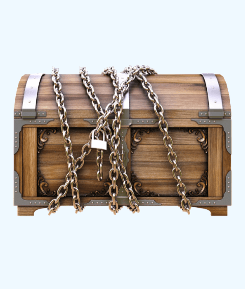 a closed treasure chest, representing the concept of irrevocable trusts in estate planning